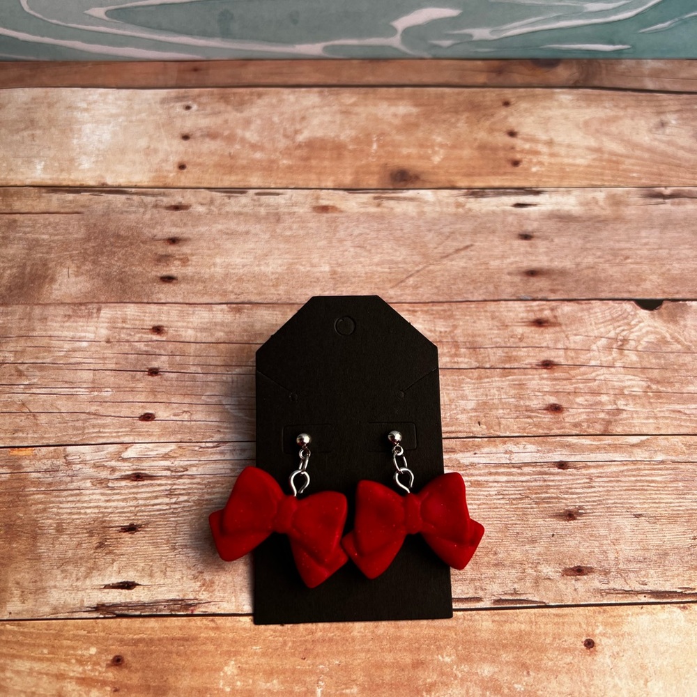 Charming Red Bow Earrings